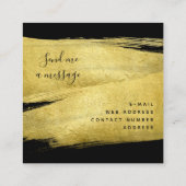 モダン金箔メー絵を描クアップサロンブラック スクエア名刺 (裏面)