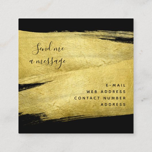 モダン金箔メー絵を描クアップサロンブラック スクエア名刺 (裏面)