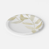 モダン金素朴葉金ゴールド植物学結婚院 ペーパープレート (アングル)