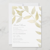 モダン金素朴金金ゴールド葉ブライダルシャワー 招待状 (正面)