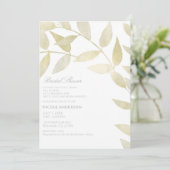 モダン金素朴金金ゴールド葉ブライダルシャワー 招待状 (スタンド正面)