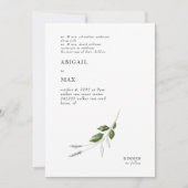 モダン鉛筆と水の色の緑結婚色 招待状 (正面)