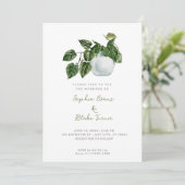 モダン鉢植え白結婚草 招待状 (スタンド正面)