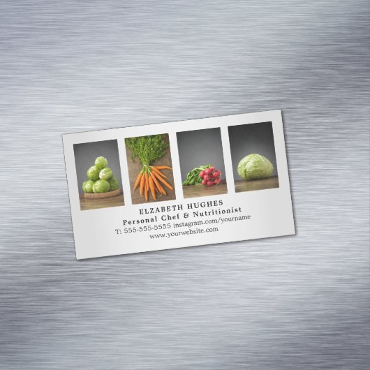 モダン銀エレガントの野菜ケータリング マグネット名刺 (インサイチュ)