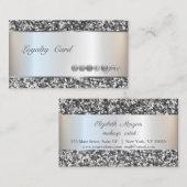 モダン銀エレガントグリッターストライプのロイヤリティカード ロイヤリティカード (正面/裏面)