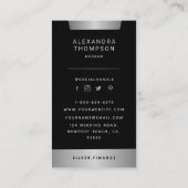 モダン銀エレガントストライププロフェッショナル写真 名刺 (裏面)