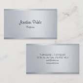 モダン銀エレガント手書きスクリプト文字 名刺 (正面/裏面)