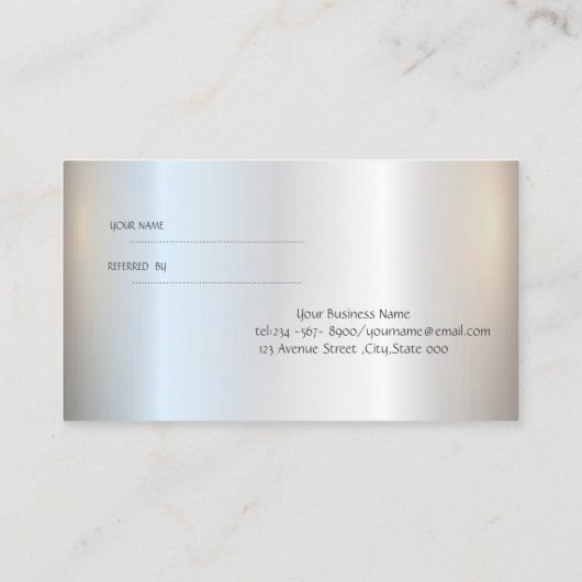 モダン銀エレガント渦巻き型紹介カード 紹介カード (裏面)