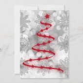 モダン銀カッコいいと赤いクリスマスツリー 招待状 (裏面)