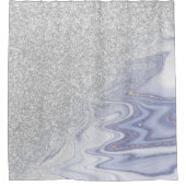 モダン銀グラデーションマーフェイクブルグリッター シャワーカーテン (正面)