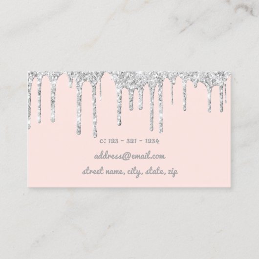 モダン銀グリッター 名刺 (裏面)