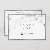モダン銀フェイク大理感謝してい石です サンキューカード (正面/裏面)