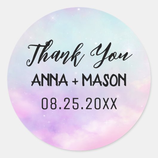 モダン銀河系スターサンキュー結婚ズ ラウンドシール (正面)