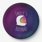 モダン銀河系宇宙飛行士バースデーパーティー ペーパープレート (正面)