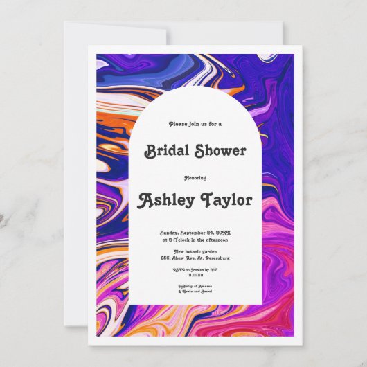 モダン銀河系芸術的抽象芸術ブライダルシャワー 招待状 (正面)