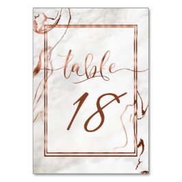モダン銅とイタリアン大理石結婚のインスピレーション テーブルナンバー