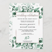 モダン銅と水の色の緑の離れ 招待状 (正面/裏面)