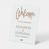モダン銅シックタイポグラフィ結婚の歓迎サイン 台座サイン (正面)