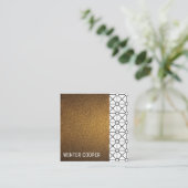 モダン銅シンプル金ゴールドグリッター幾何学模様 スクエア名刺 (スタンド正面)