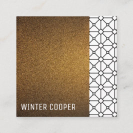 モダン銅シンプル金ゴールドグリッター幾何学模様 スクエア名刺