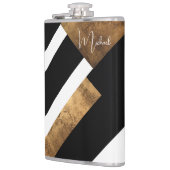 モダン銅ジオメトリックモノグラムのシック フラスク (左)