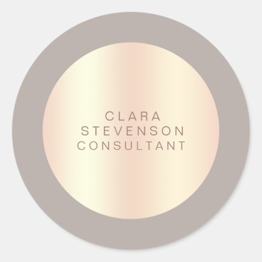 モダン銅バラ金ゴールドおよびグレーコンサルタント ラウンドシール (正面)