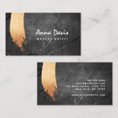 モダン銅バラ金ゴールドブラッシュストロークメイク&ヘア 名刺 (正面/裏面)