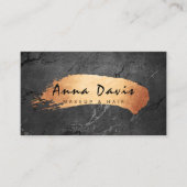 モダン銅バラ金ゴールドブラッシュストロークメイク&ヘア 名刺 (正面)