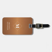 モダン銅材ブラッモノグラムのド ラゲッジタグ (正面横)