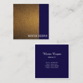 モダン銅金ゴールドネイビー青フレームミニマリスト スクエア名刺 (正面/裏面)