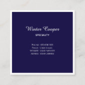 モダン銅金ゴールドネイビー青フレームミニマリスト スクエア名刺 (裏面)