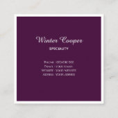 モダン銅金ゴールドバイオレットフレームミニマリスト スクエア名刺 (裏面)