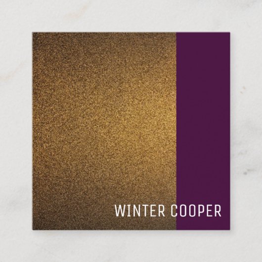 モダン銅金ゴールドバイオレットフレームミニマリスト スクエア名刺 (正面)
