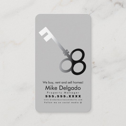 モダン鍵ホーム営業ブローカーベージュ名刺 名刺 (正面)