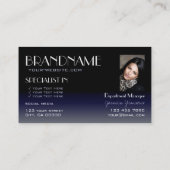 モダン鏡フォントクラシックブラックブルー写真付き 名刺 (裏面)