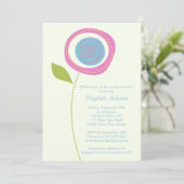 モダン開花フラワーベビーシャワー招待状 招待状 (スタンド正面)