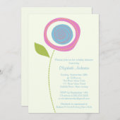 モダン開花フラワーベビーシャワー招待状 招待状 (正面/裏面)