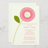 モダン開花フラワーベビーシャワー招待状 招待状 (正面/裏面)