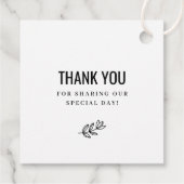 モダン開花結婚のモノグラムありがとう フェイバータグ (裏面)