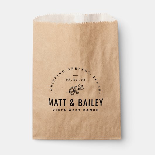 モダン開花結婚のモノグラムありがとう フェイバーバッグ (正面)