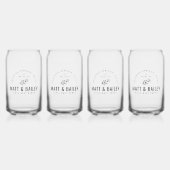 モダン開花結婚モノグラム ガラス缶 (正面)