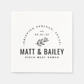 モダン開花結婚モノグラム スタンダードカクテルナプキン (正面)