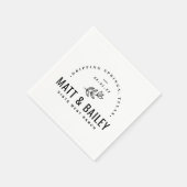 モダン開花結婚モノグラム スタンダードカクテルナプキン (角)