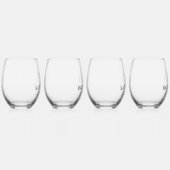 モダン開花結婚モノグラム ステムなしワイングラス (右)