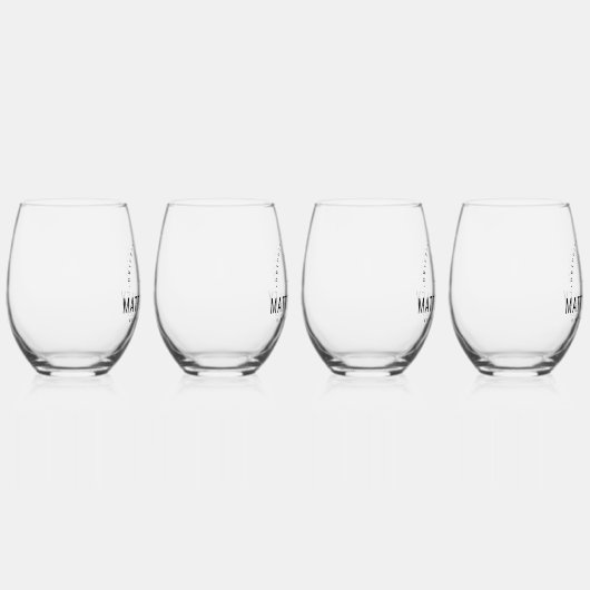 モダン開花結婚モノグラム ステムなしワイングラス (右)