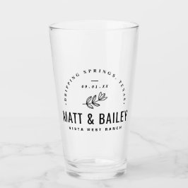 モダン開花結婚モノグラム タンブラーグラス