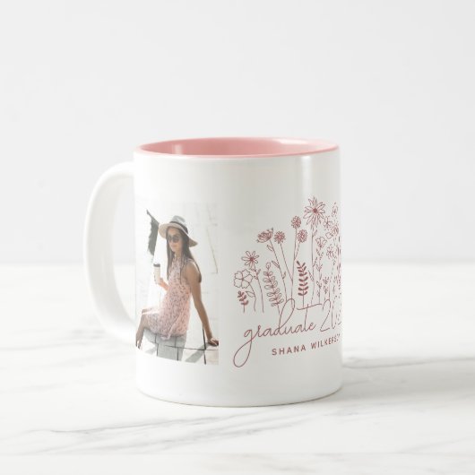 モダン院咲き野花卒業 ツートーンマグカップ (正面左)