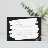 モダン離れミニマリストフレームブラックRSVPカード エンクロージャーカード (スタンド正面)