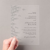 モダン離れミニマル植物学結婚の アクリル招待状 (インサイチュ (ポータブル))