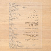 モダン離れミニマル植物学結婚の アクリル招待状 (正面)